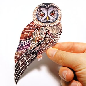 Lacy Owl vogel sticker 100% waterdichte vinyl etiket.