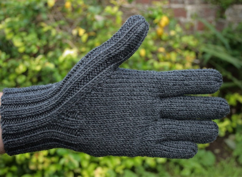 Men's merino wool gloves choice of colour black grey gray navy blue brown image 1