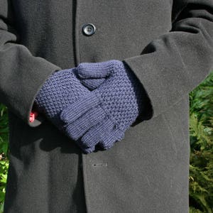 Men's merino wool gloves choice of colour black grey gray navy blue brown image 2
