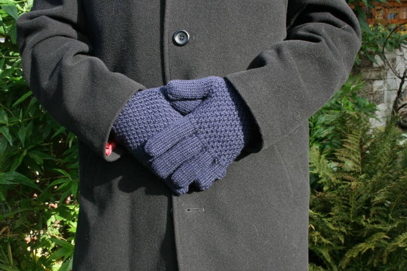 Men's merino wool gloves choice of colour black grey gray navy blue brown image 2