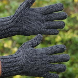 Men's merino wool gloves choice of colour black grey gray navy blue brown image 2