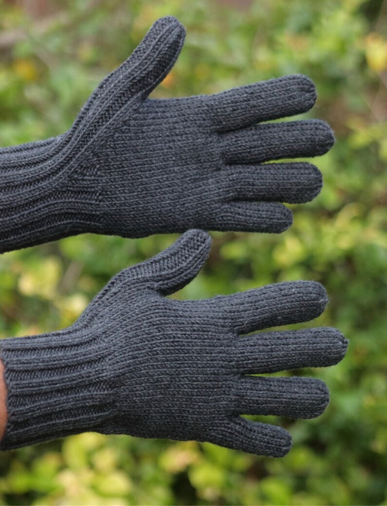 Men's merino wool gloves choice of colour black grey gray navy blue brown image 2