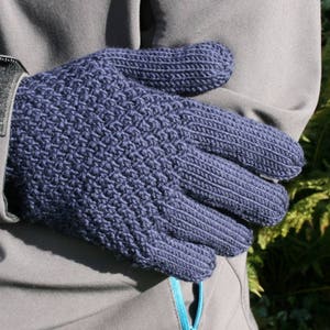 Men's merino wool gloves choice of colour black grey gray navy blue brown image 1