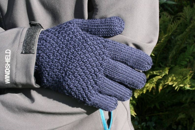 Men's merino wool gloves choice of colour black grey gray navy blue brown image 1