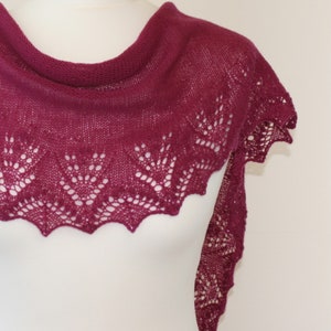 Knitting pattern for lace shawl with optional beads - intermediate lace knitting