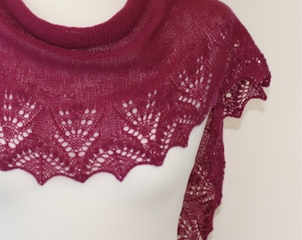 Knitting pattern for lace shawl with optional beads - intermediate lace knitting