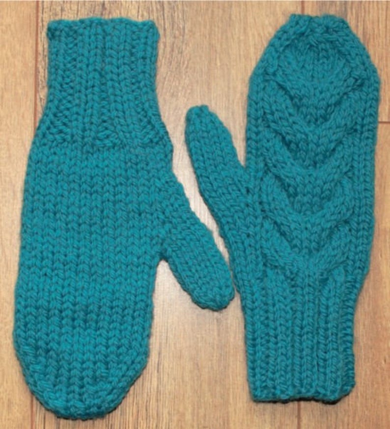 Knitting Pattern for Easy Cabled Mittens in Chunky/bulky Yarn Etsy