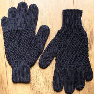 Men's merino wool gloves choice of colour black grey gray navy blue brown image 3