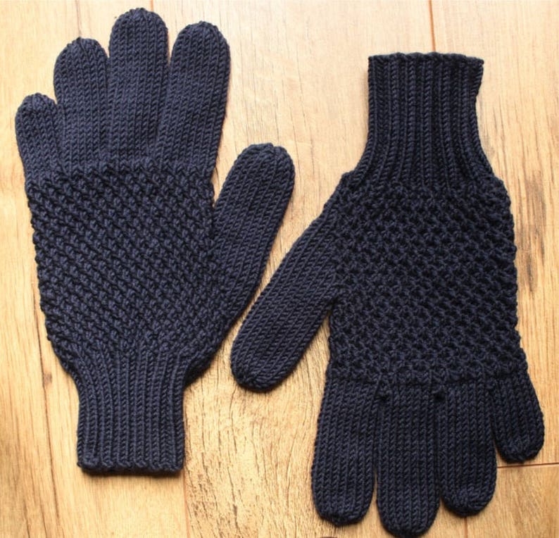 Men's merino wool gloves choice of colour black grey gray navy blue brown image 3