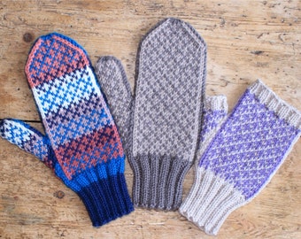 Knitting pattern for mittens and finglerless mittens