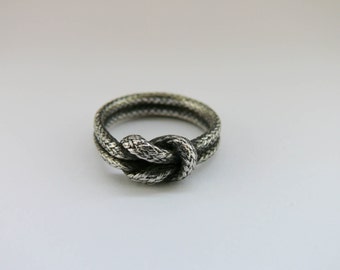 rope ring , silver, blackened if requested