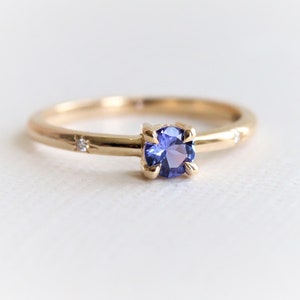 Stella 14K Round Cut Birthstone Hidden Star Ring | Birthstone Ring | Star Ring