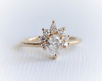 Ophelia - 0.3 ct. Pear Lab Grown Diamond Crown Ring | Pear Diamond Engagement Ring
