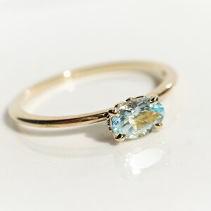Alva 1ct Round Aquamarine Solitaire Ring Solid 14k Gold Etsy