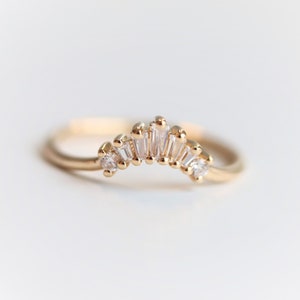 Empress Crown No.2 -  Vintage Art Deco Inspired 14K Gold Diamond Contour Band | Nesting Band | Stacking Wedding Band