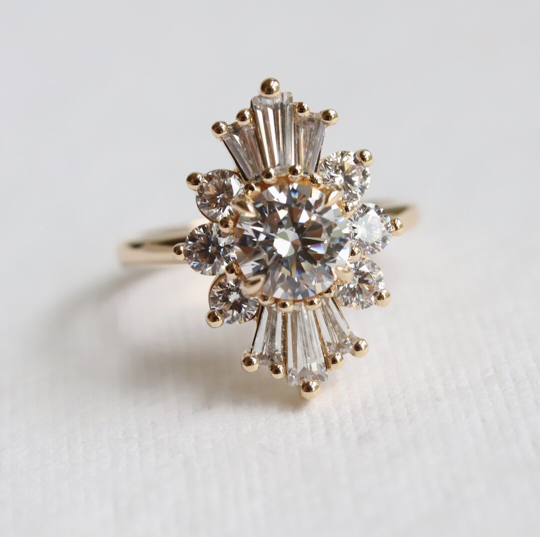DECORA | ROUND 1 Ct. Lab Grown Diamond Halo Ring, Round Engagement Ring ...