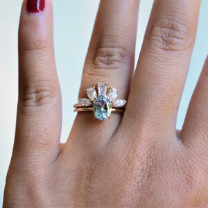 Fleur de Lis 1 ct Oval Aquamarine Solitaire Ring Solid 14K Gold Aquamarine Ring Oval Aquamarine Engagement Ring image 6