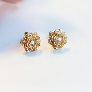 Rose Stud Earrings 22k Gold Earrings Gold Flower Studs Gold 