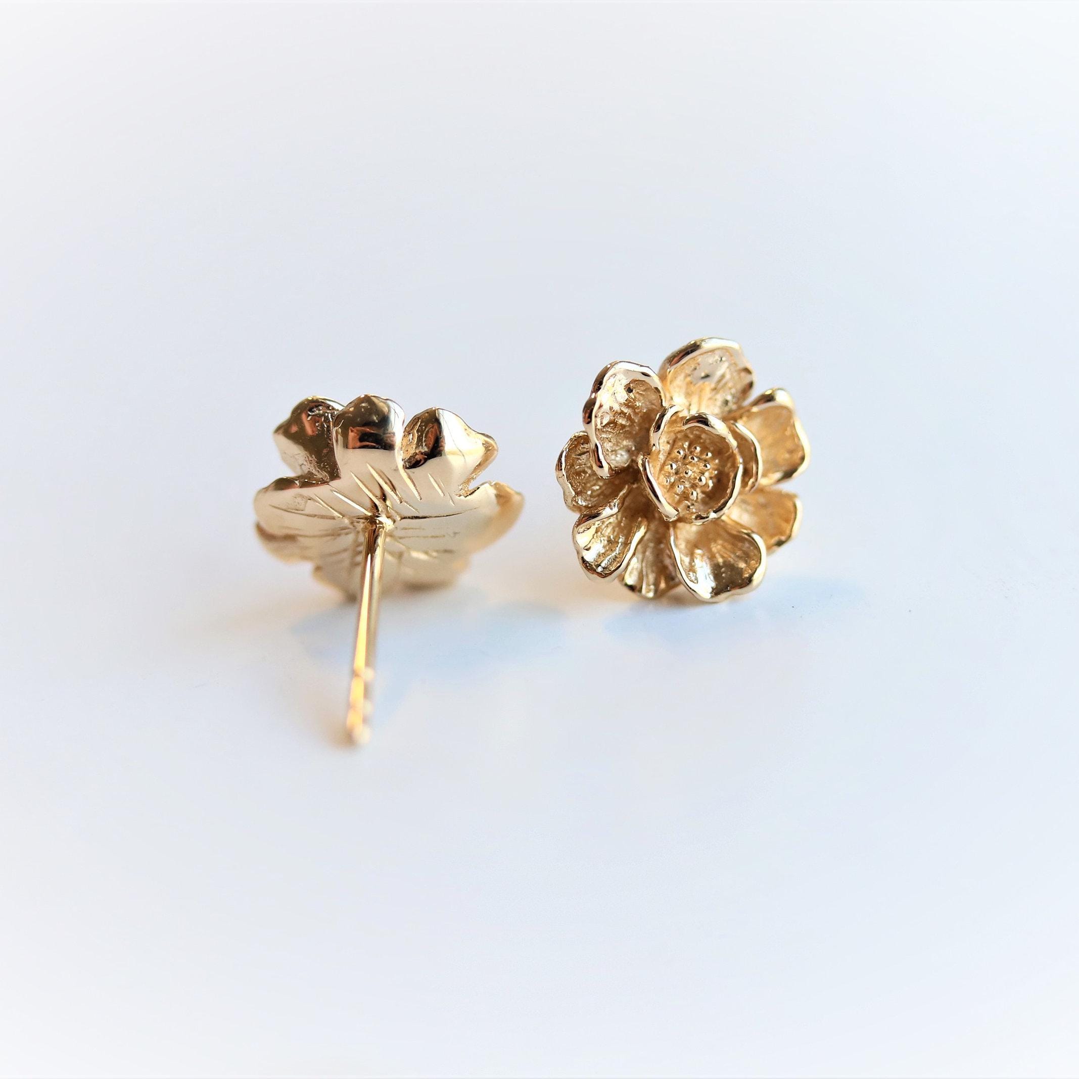 [LLOYD] 14K☆Flower stone Earrings PEONY NO.5 Stud Earrings | 14K Flower Stud Earrings | Flower