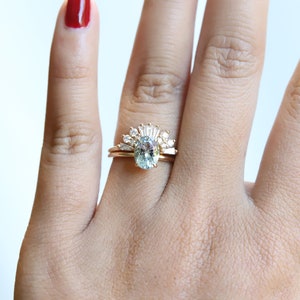 Fleur de Lis 1 ct Oval Aquamarine Solitaire Ring Solid 14K Gold Aquamarine Ring Oval Aquamarine Engagement Ring image 7