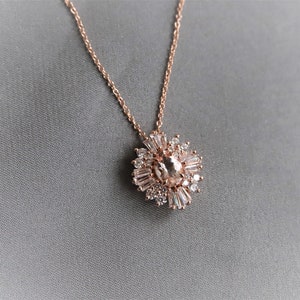 Victoria | 14k morganiet en diamanten ketting | Morganietclusterketting | Diamanten ketting morganiet