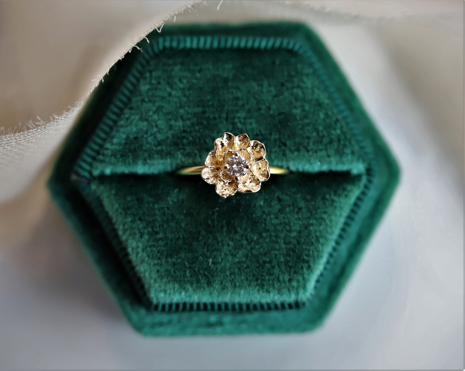 Peony No.2 Ring 14K Peony Stackable Ring Solid 14k Gold Etsy