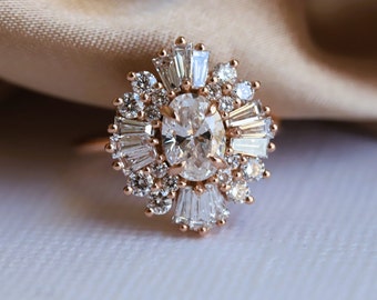 Victoria -  Lab-Grown Diamond Vintage-Inspired Fancy Halo Ring |Oval Diamond Halo Ring | Oval Diamond Engagement Ring