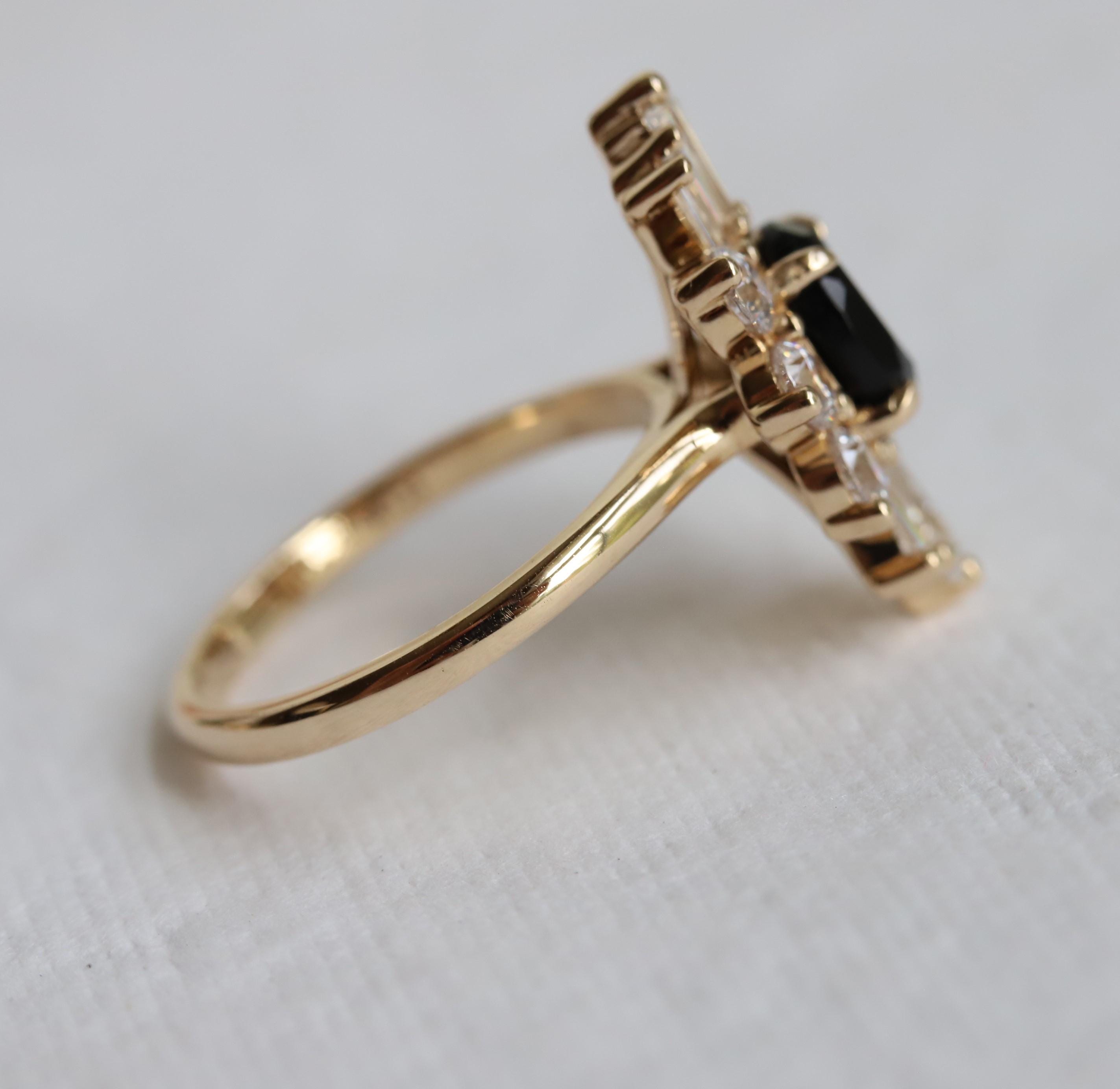 Decora | Oval Black Diamond Halo Ring: Vintage Inspired Engagement - Etsy