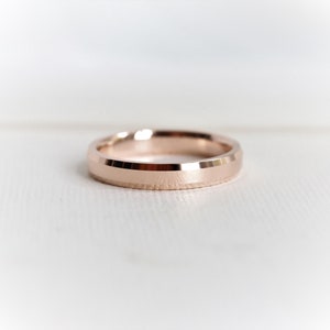 4 mm Beveled Edge Wedding Band- Solid 14K Gold Band | Flat Wedding Band | 4 mm Wedding Band