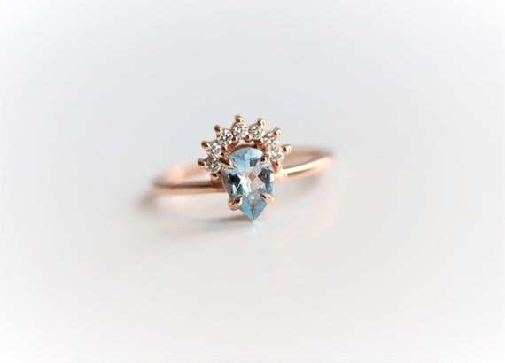 Pear aquamarine shop lily ring