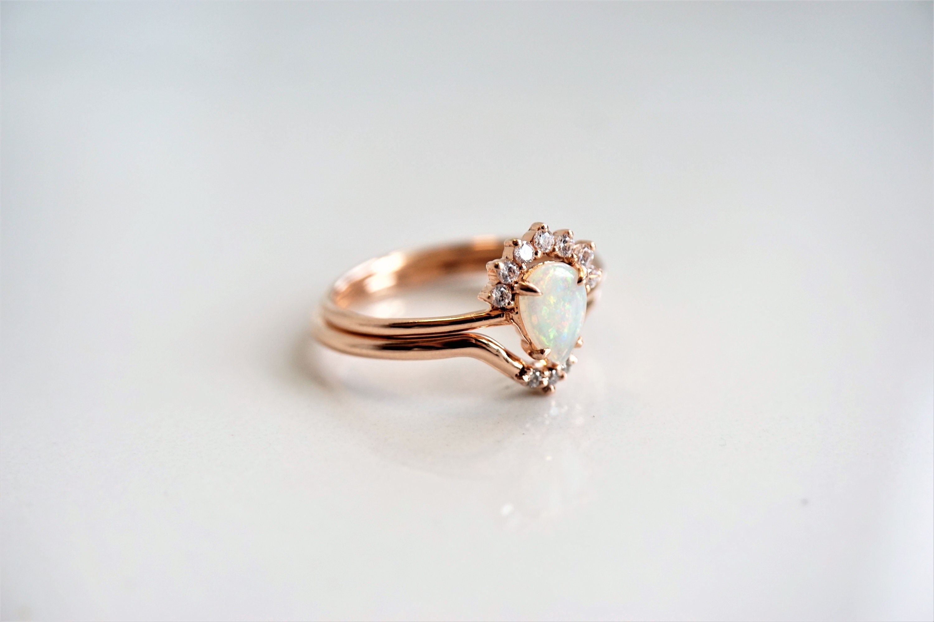 Lily Band No.1 - 14K Gold Diamond Contour Band | Curved Band Lily Band No.1 - 14K Gold Diamond Contour Band | Curved Band
