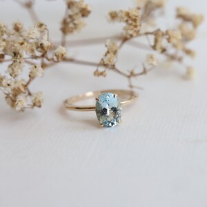 Fleur de Lis 1 ct Oval Aquamarine Solitaire Ring Solid 14K Gold Aquamarine Ring Oval Aquamarine Engagement Ring image 9