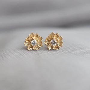 Peony No.2 | Peony Diamond Stud Earrings, Peony Earring, Flower Earring, Peony Earring, Floral Jewelry