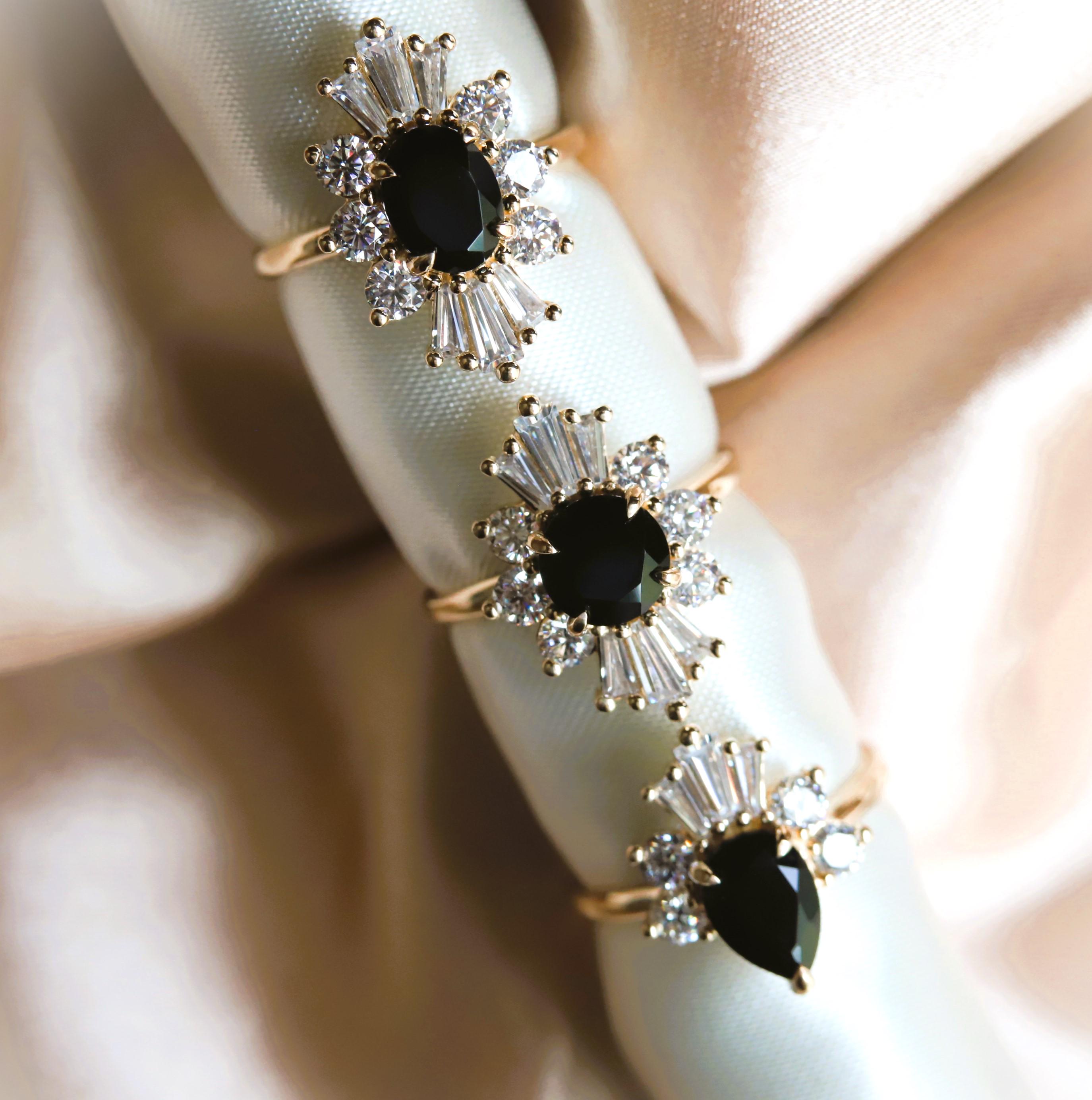Decora | Oval Black Diamond Halo Ring: Vintage Inspired Engagement - Etsy