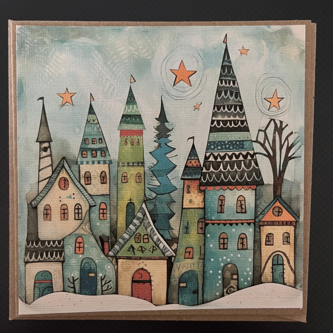 Whimsical Town Buildings With Stars - Etsy