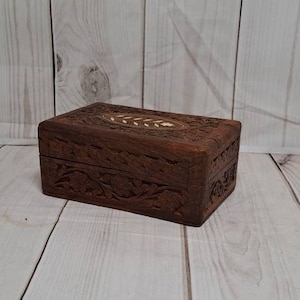 Vintage Jewelry Box Carved Wood