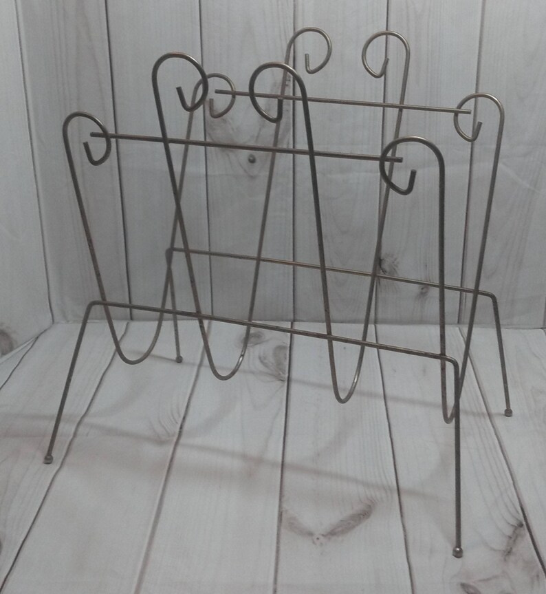 Vintage Gold Metal Magazine Rack / Magazine Holder Etsy