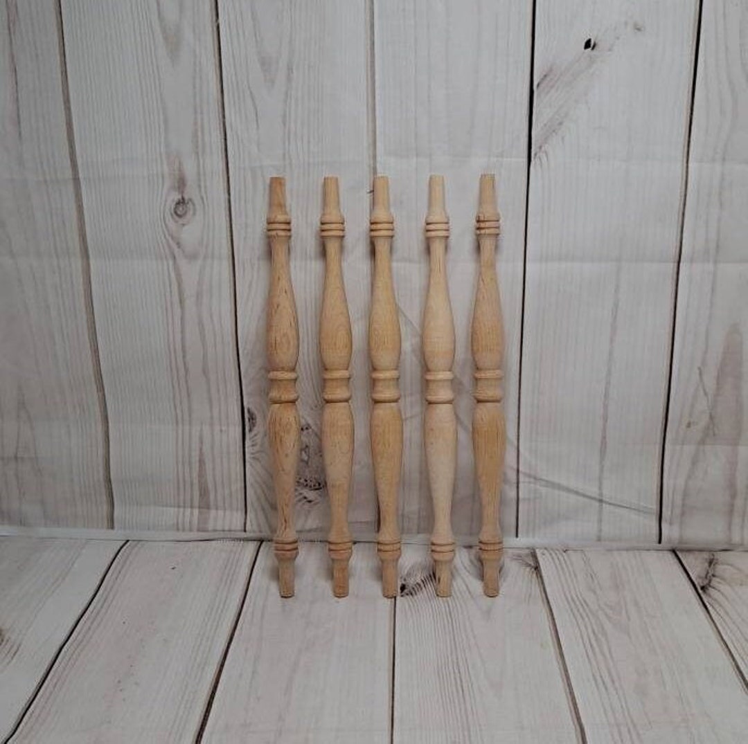 Set of 5 Vintage Unfinished Raw Wood Spindles Wood Turnings Etsy