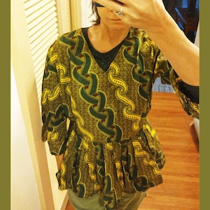 Vintage Nigerian Tunic 90s African Girls Shirt West African Girl&#39;s Dress Girl&#39;s Dashiki Kaftan Ankara Dress or Shirt