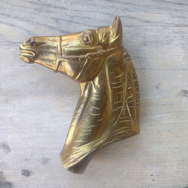 Vintage Brass Horse Head Thoroughbred Horse Paper Weight Horse Figure Horse Statue