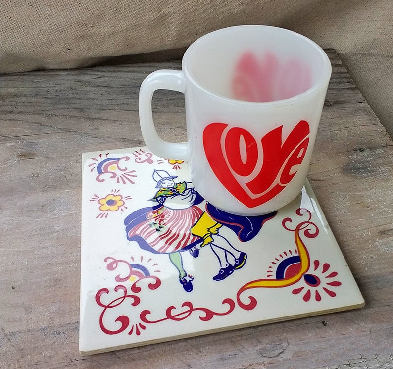 Vintage Soriano Ceramics Tile Folk Dancers Trivet Kitchen Tile Colorful