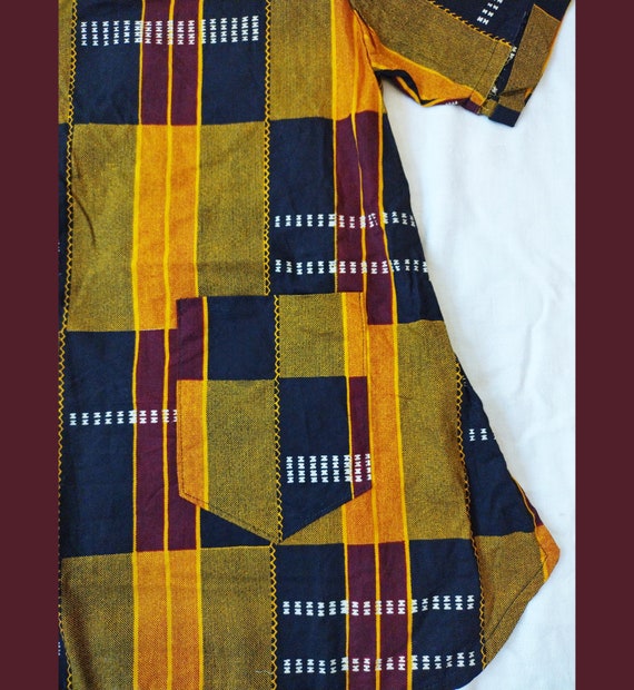Vintage Kente Shirt 90s African Fabric Women's Ke… - image 5