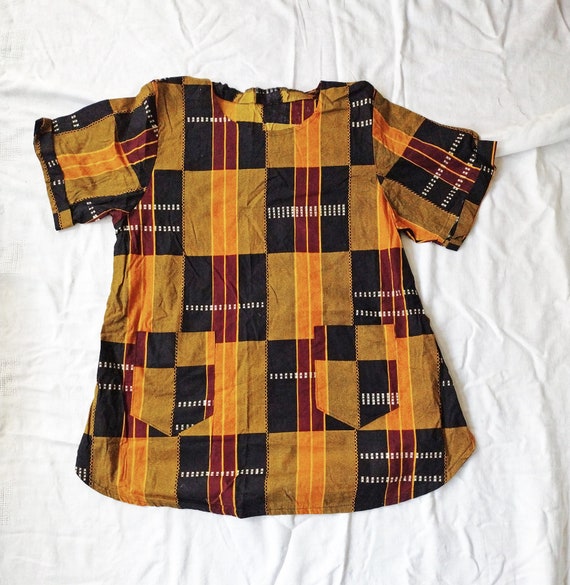 Vintage Kente Shirt 90s African Fabric Women's Ke… - image 1