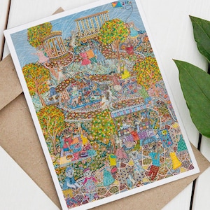 Calton Hill Edimburgo biglietto d'auguri vuoto Scozia cane gatto scoiattolo animali compleanno anniversario guarisci presto