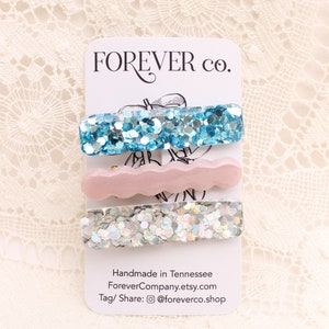 Elsa Sparkle Hair Clips: Frozen Princess Costume Barrette/ Halloween/ Dress Up
