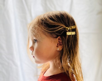 Gouden jumbo glitterclips/hars alligatorclips/kerstfeest/vakantiehaarclip