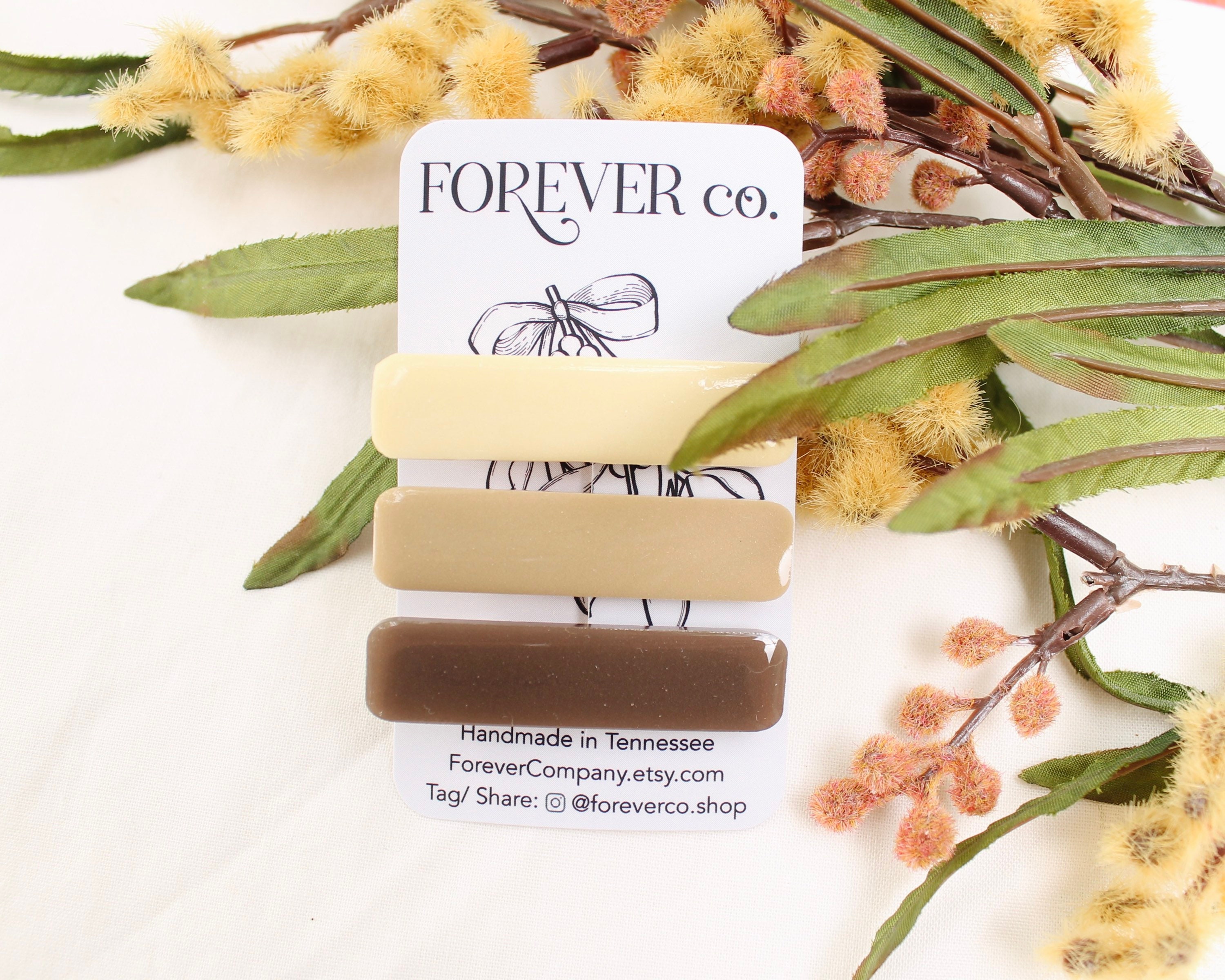 Elegant Brown and Tan Hair Clips Floral French Concord Flat Hair Clips - YANIBEST main image 3