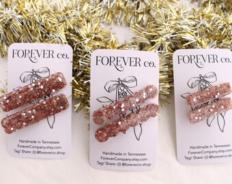 Rose Gold Glitter Mini Clips / Valentijnsdag Cadeau / Peuter Barrette / Meisje Haarclip