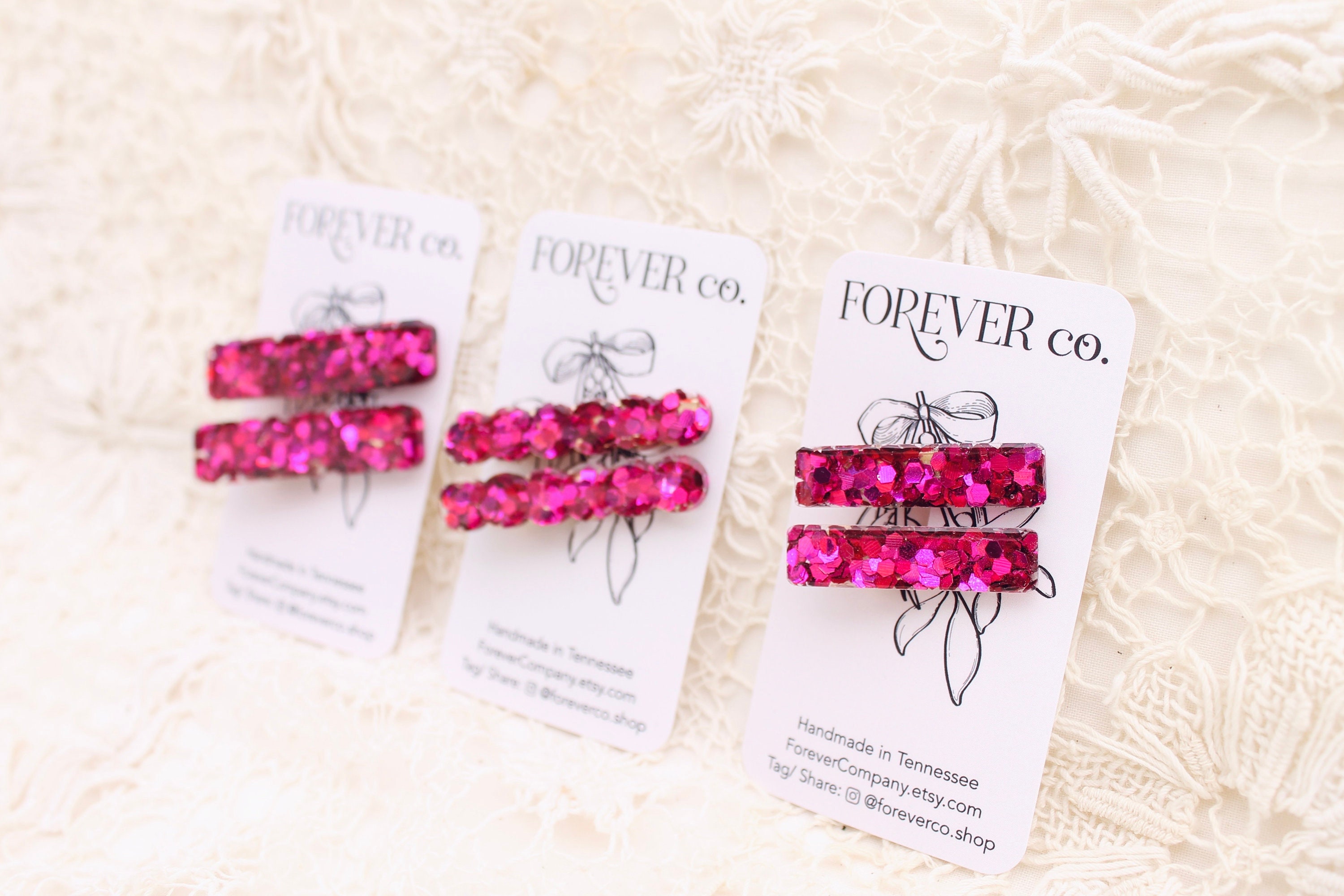 forevercompany Pink Jumbo Glitter Clips/ Resin Alligator Clips/ Fancy Barrette/ Valentine Hair Clip/ Galentine Party, image size:3000x2000