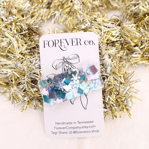 Frozen Snowflakes Hair Clip/ Purple Blue Teal Star Resin/ Elsa Anna Frozen Movie/ Girl Gift/ Winter